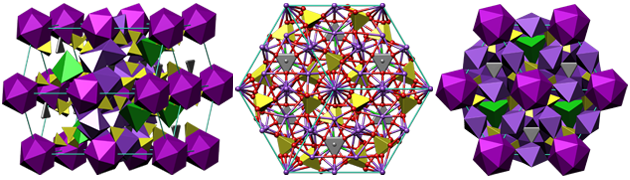 Ганксит, chemistry, crystal, crystal structure, crystallography, hexagonal, polyhedron, visualization, бетехтин, кристалл, кристаллическая решетка, кристаллография, минерал, Гексагональная сингония, сульфаты, Sulfate minerals, Na22K(SO4)9(CO3)2Cl, Hanksite