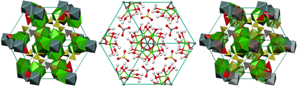 carraraite, crystal structure, crystallography, mineral, гексагональная сингония, каррараит, кристаллическая решетка, кристаллография